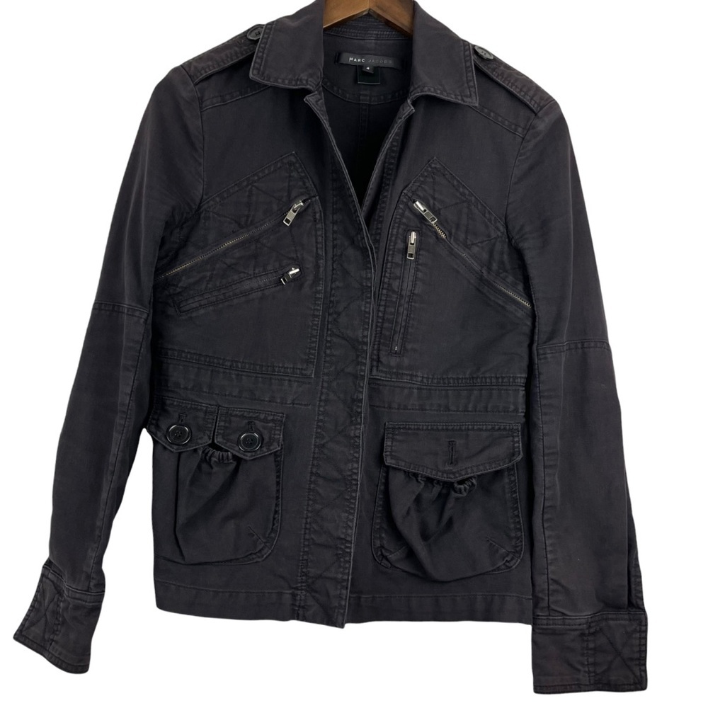 Marc Jacobs Charcoal Gray Utility Field Cargo Jacket Size 4‎